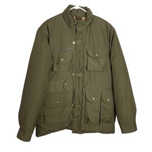 Vintage Sears Fieldmaster Chore Barn Coat Mens L Tall Green Full Zip Pockets